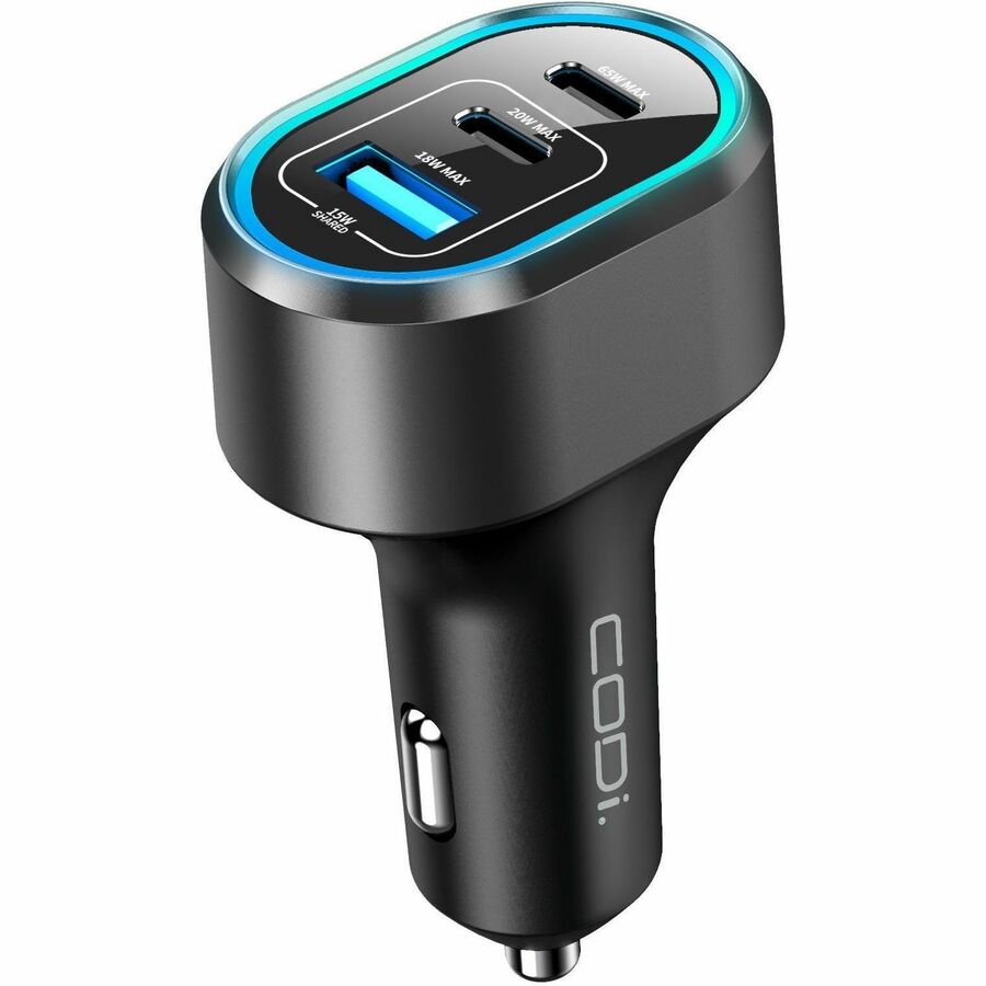 CODi A01111 65W Dual-Port Car Charger with USB-C PD and USB-A Quick Charge 3.0