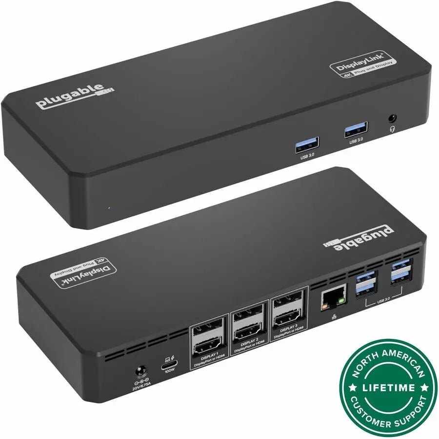 Plugable UD-6950PDZ Triple Monitor Docking Station with 4K Support and 100W Power Delivery