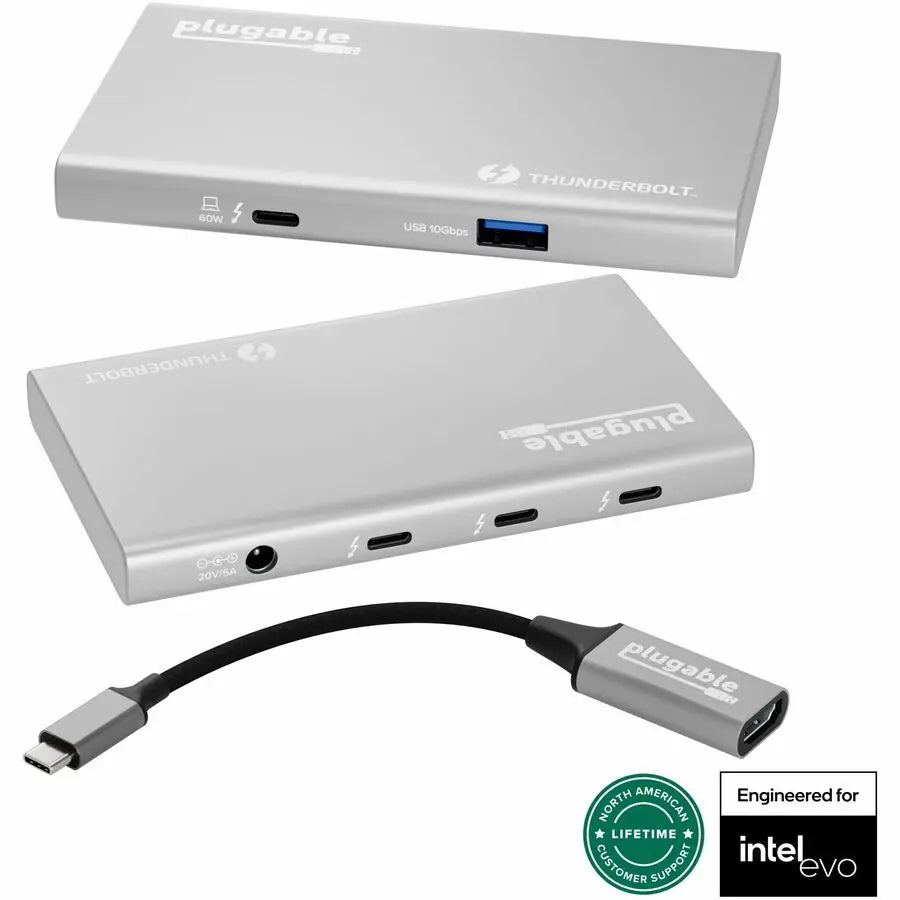 Plugable USB4 Hub, 5-in-1 Thunderbolt 4 Dock with 60W Charging for Mac and Windows