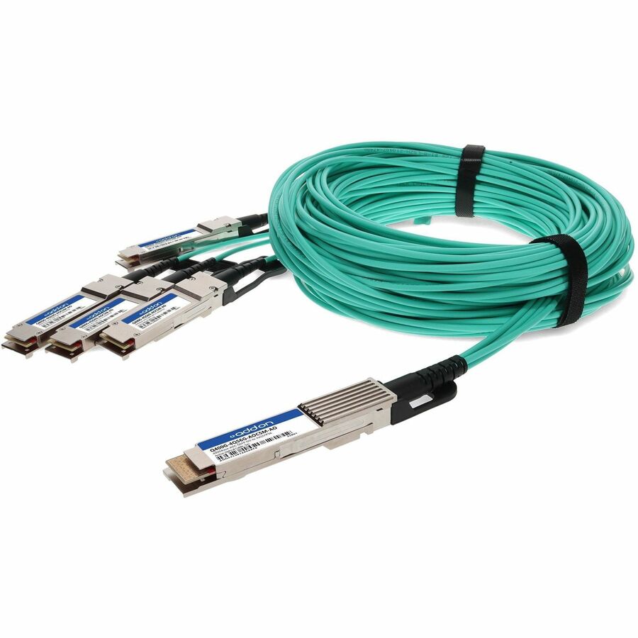 AddOn 400GBase-AOC QSFP-DD to 4xQSFP56 Active Optical Cable (5M, Multi-Mode Fiber, 850nm) - TAA & MSA Compliant