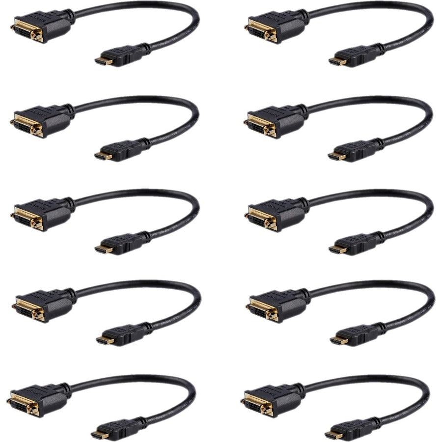 StarTech.com 8-inch HDMI to DVI Adapter - 10 Pack, HDMI Male to DVI-D Female, Supports 1920x1200 Resolution