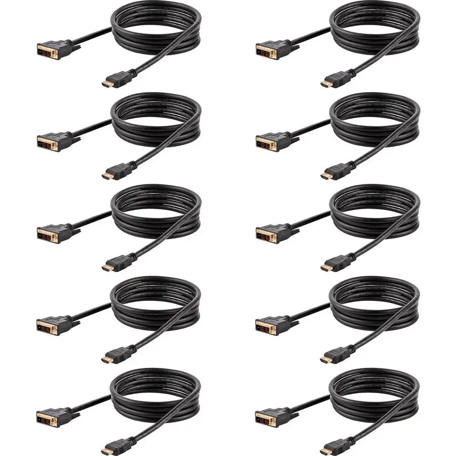 StarTech.com 6ft HDMI to DVI Cable (Part No. HDMIDVIMM610PK) – 10 Pack, Black, Supports 1920x1200 Resolution