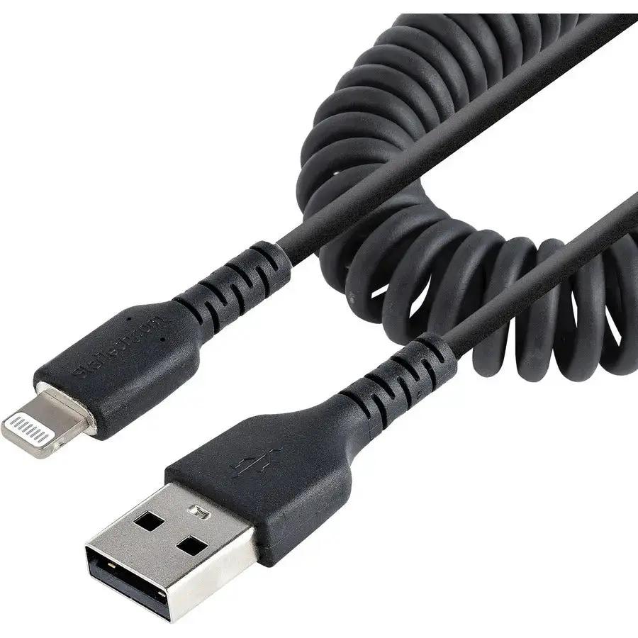 StarTech.com 50cm Coiled Lightning to USB A Data Transfer Cable – MFi Certified iPhone Charger and Sync Cable in Black by STARTECH.COM