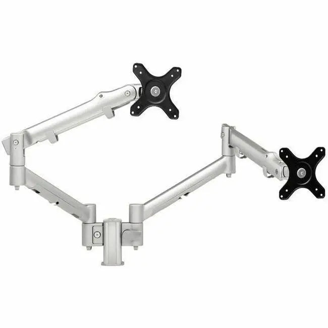 Atdec Dual Dynamic Monitor Arms on Short Post - Silver for 27-Inch Displays
