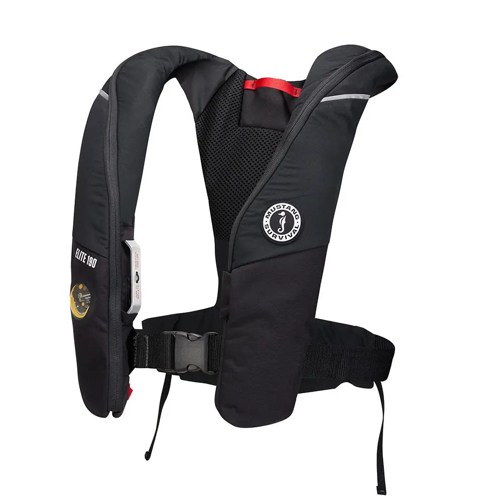 Mustang Survival Elite 190 Offshore Inflatable PFD - Black with Hammar MA1 Inflator