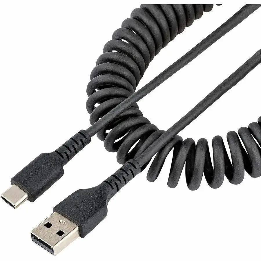 StarTech.com Rugged USB-A to USB-C Coiled Cable - 3.3ft (1m), Fast Charging & Data Transfer by STARTECH.COM