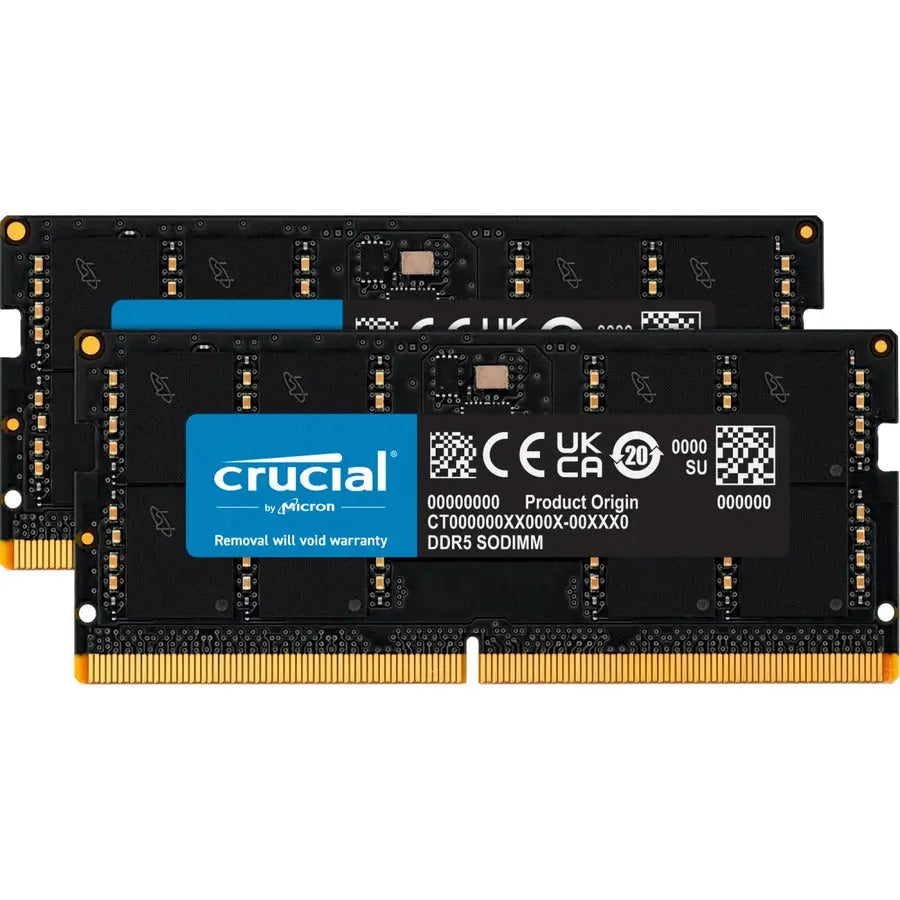 Crucial 64GB DDR5 SODIMM Memory Kit (Part Number: CT2K32G48C40S5) – High-Performance Laptop RAM