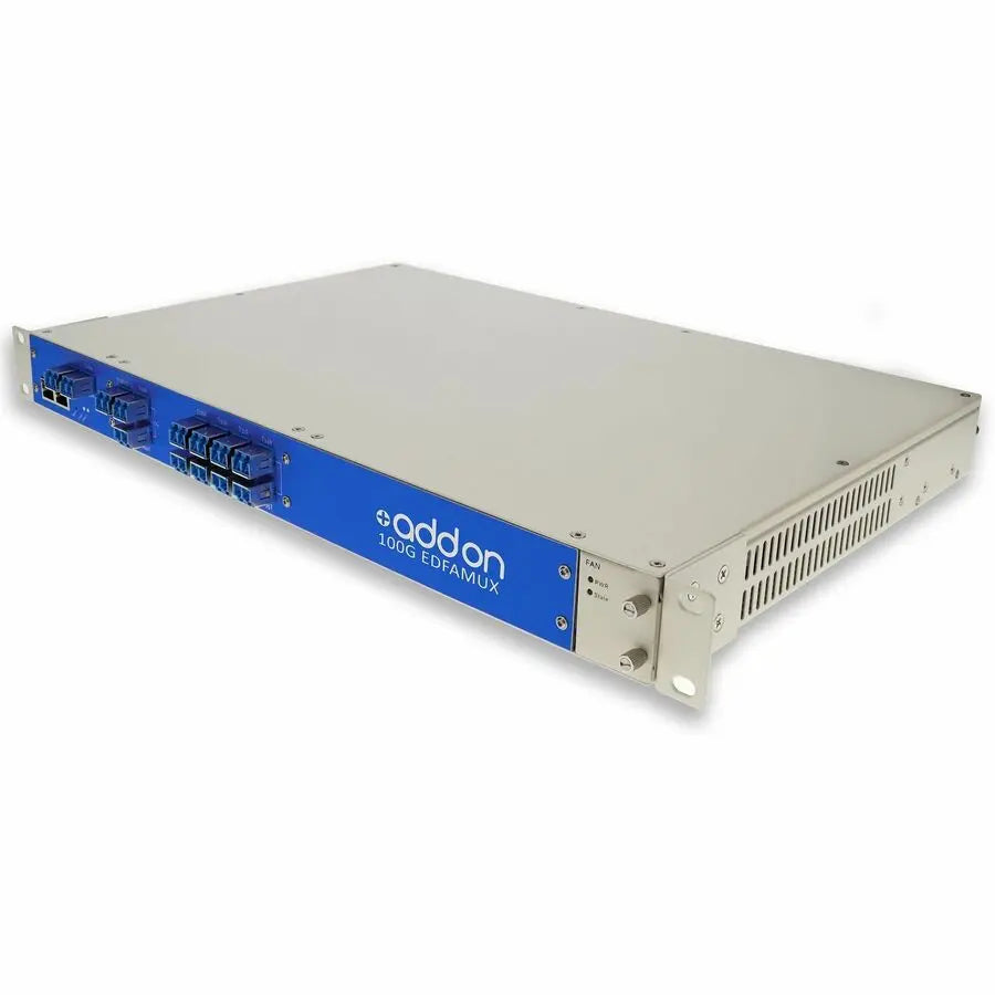 AddOn 8 Channel C-Band Active Data Multiplexer with EDFAs and Tunable Dispersion Compensator (Part ADD-EDFAMUX-8X100G-28-120-DC)