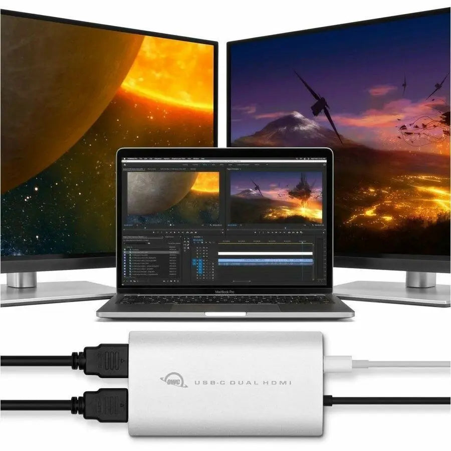 OWC USB-C to Dual HDMI 4K Adapter with DisplayLink for Mac and PC