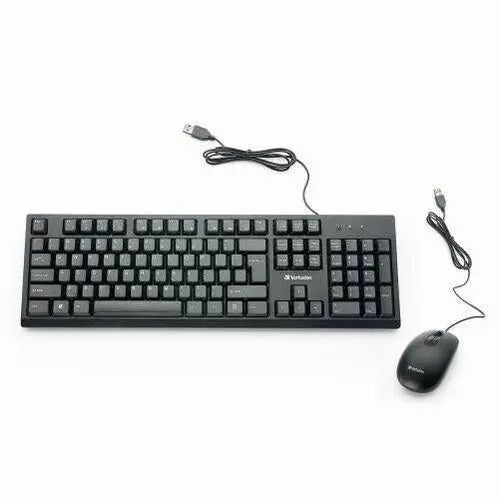 Verbatim America LLC Wired Keyboard and Mouse Combo – Reliable USB Connection with Media Hot Keys and 1000 DPI Ambidextrous Mouse