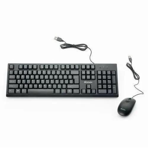 Verbatim Wired Keyboard and Mouse Combo – Reliable USB Connection, Media Hot Keys, and Ambidextrous 1000 DPI Mouse by VERBATIM CORPORATION