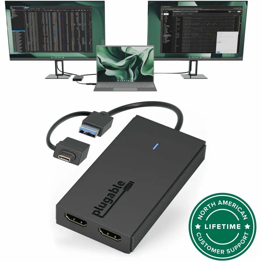 Plugable UGA-HDMI-2S Dual Monitor Adapter for USB 3.0, USB-C, and Thunderbolt - Expand Your Display Setup