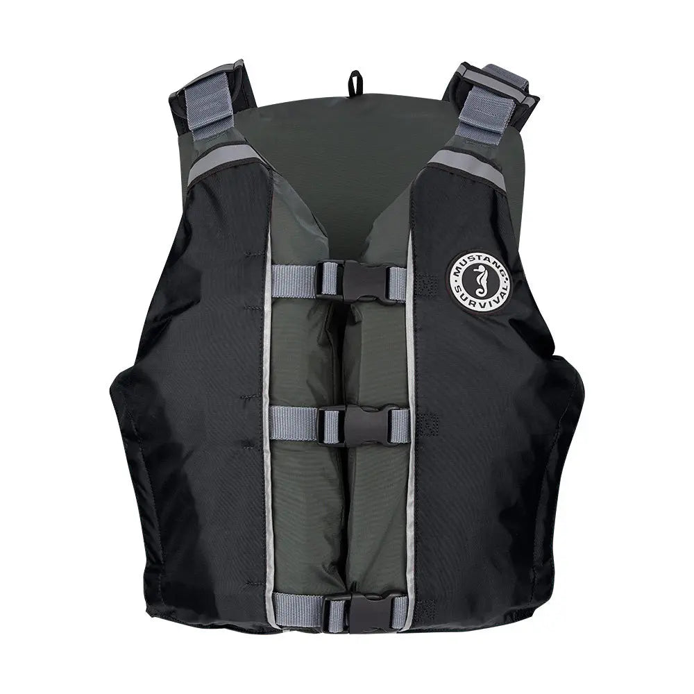 Mustang Survival APF Foam Vest - Universal Fit Black and Grey PFD for Boating and Watersports