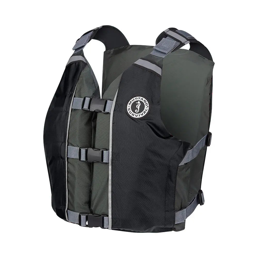 Mustang Survival APF Foam Vest - Universal Fit Black and Grey PFD for Boating and Watersports