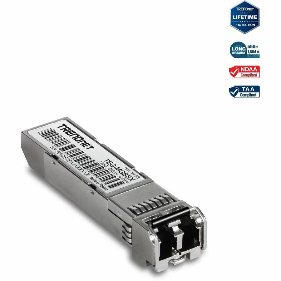 TRENDnet TEG-MGBSX SFP Multi-Mode LC Module – 550m Gigabit Ethernet Fiber Transceiver