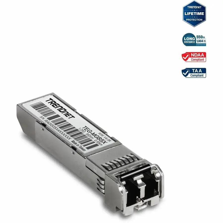 TRENDnet TEG-MGBSX SFP Multi-Mode LC Module – 550m Gigabit Ethernet Fiber Transceiver by TRENDnet