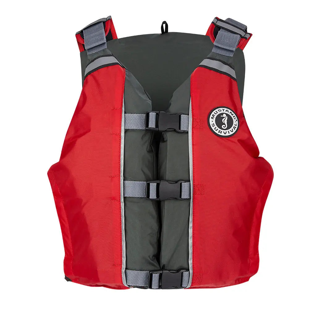 Mustang Survival APF Foam Vest - Universal Red/Grey PFD with Adjustable Fit and Breathability