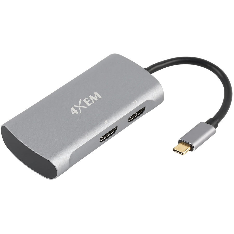 4XEM 2-Port USB-C to HDMI Multi-Monitor Hub - Dual 4K Display, Plug-and-Play, Compact Design