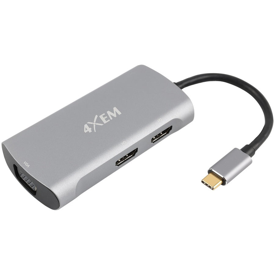 4XEM 3-Port USB-C to HDMI and VGA Multi-Monitor Hub (Part #4XMST13)