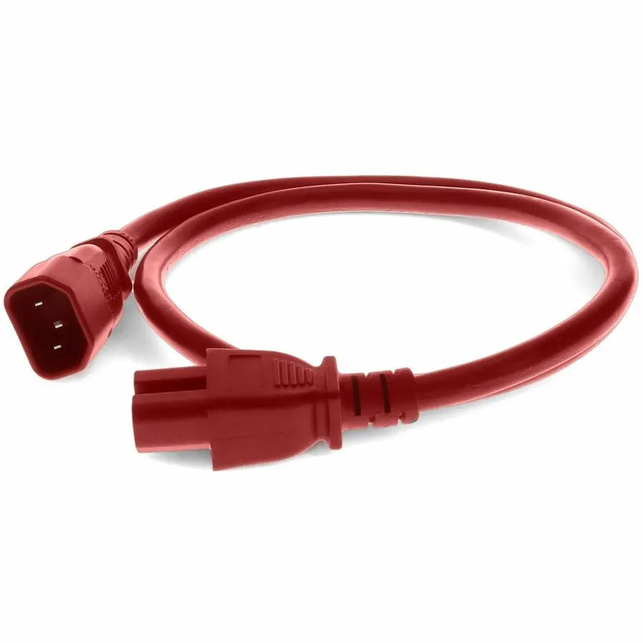 AddOn 1ft IEC C14 to IEC C15 Red Power Cable - 14AWG, 120V AC