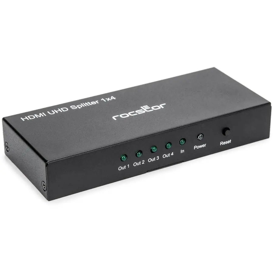Rocstor Premium 4 Port HDMI Splitter Y10C294-B1 for 4K UHD at 60Hz with HDR and Aluminum Enclosure