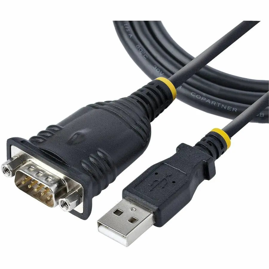 StarTech.com 3ft USB to Serial Adapter with Prolific Chipset - DB9 Male RS-232 to USB Converter for Windows, macOS, and Linux