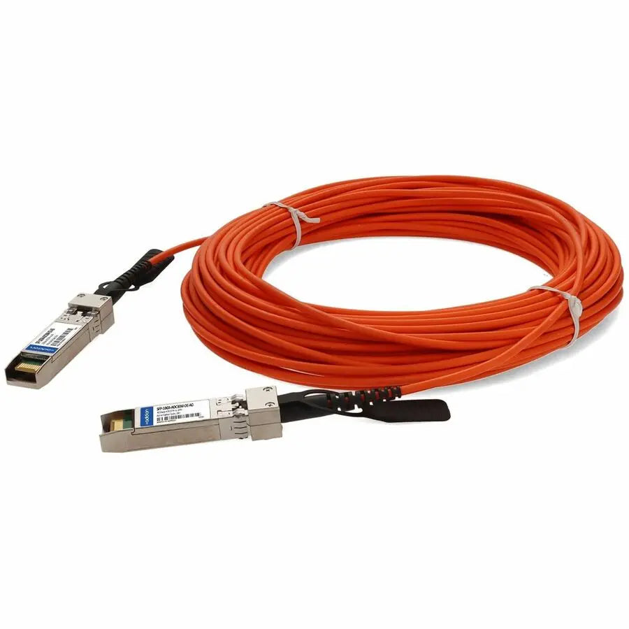 AddOn 10GBase-AOC SFP+ to SFP+ Active Optical Cable - 30m Multi-Mode Fiber, Orange, TAA & MSA Compliant
