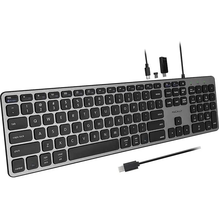 Macally UCZKEYHUBACSG Space Gray Wired Keyboard with Built-In Hub for Mac and PC by MACALLY PERIPHERALS