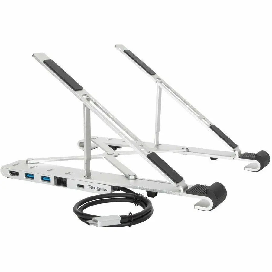 Targus Portable Laptop Stand with Integrated Dock – Adjustable Aluminum Stand for 10 to 15.6-Inch Devices