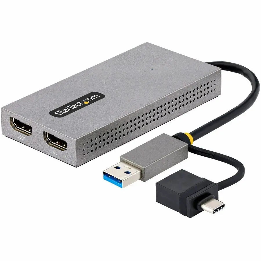 StarTech.com USB-A/USB-C to Dual HDMI Adapter with 4K and 1080p Outputs