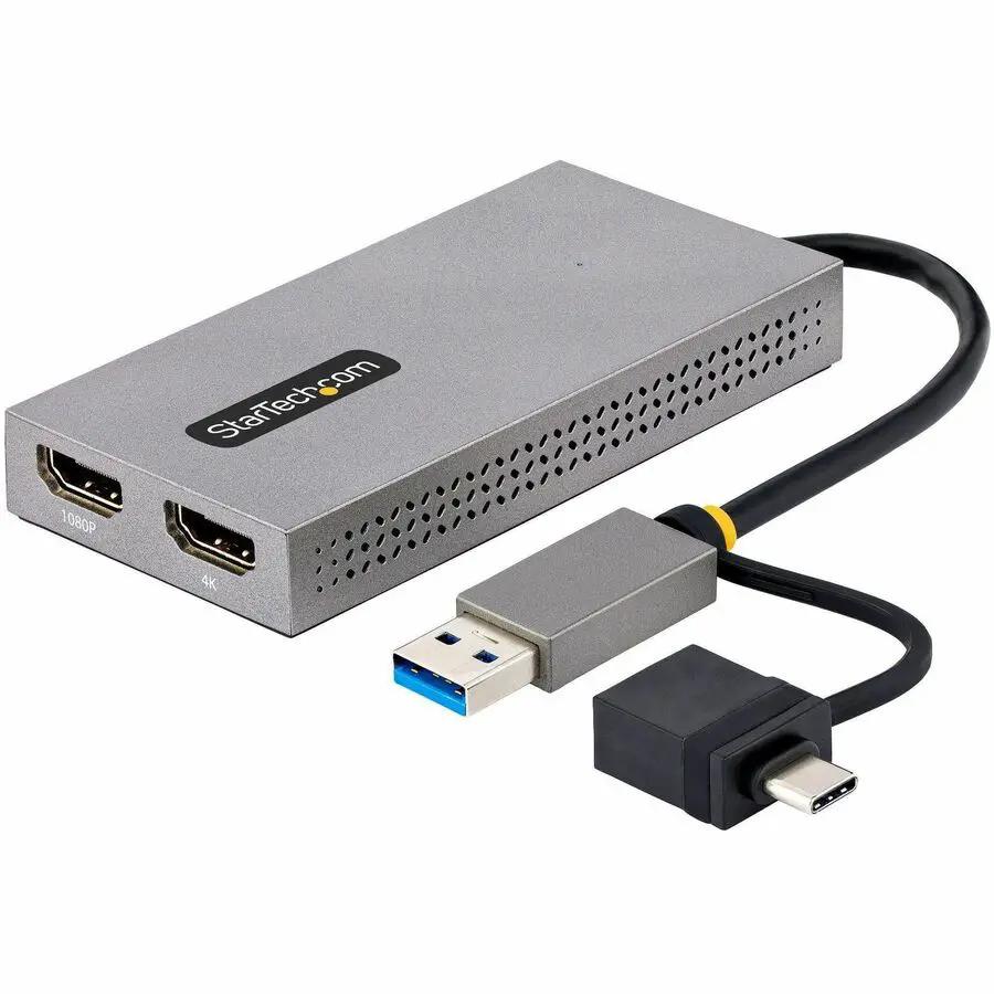 StarTech.com USB-A/USB-C to Dual HDMI Adapter (Part Number 107B-USB-HDMI) for Multi-Monitor Setup with 4K and 1080p Support by StarTech.com