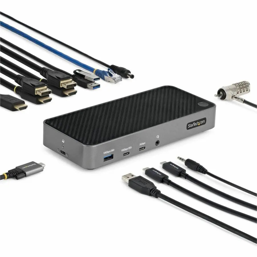 StarTech.com USB-C Triple Monitor Docking Station with 4K HDMI and DisplayPort - 5 USB Ports, Gigabit Ethernet, 100W Power Delivery