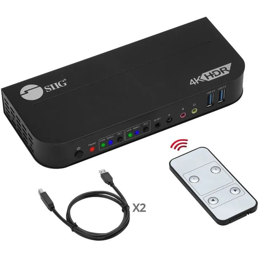 SIIG 2x1 DisplayPort 4K KVM Switch with Remote Control and USB 3.0 Ports