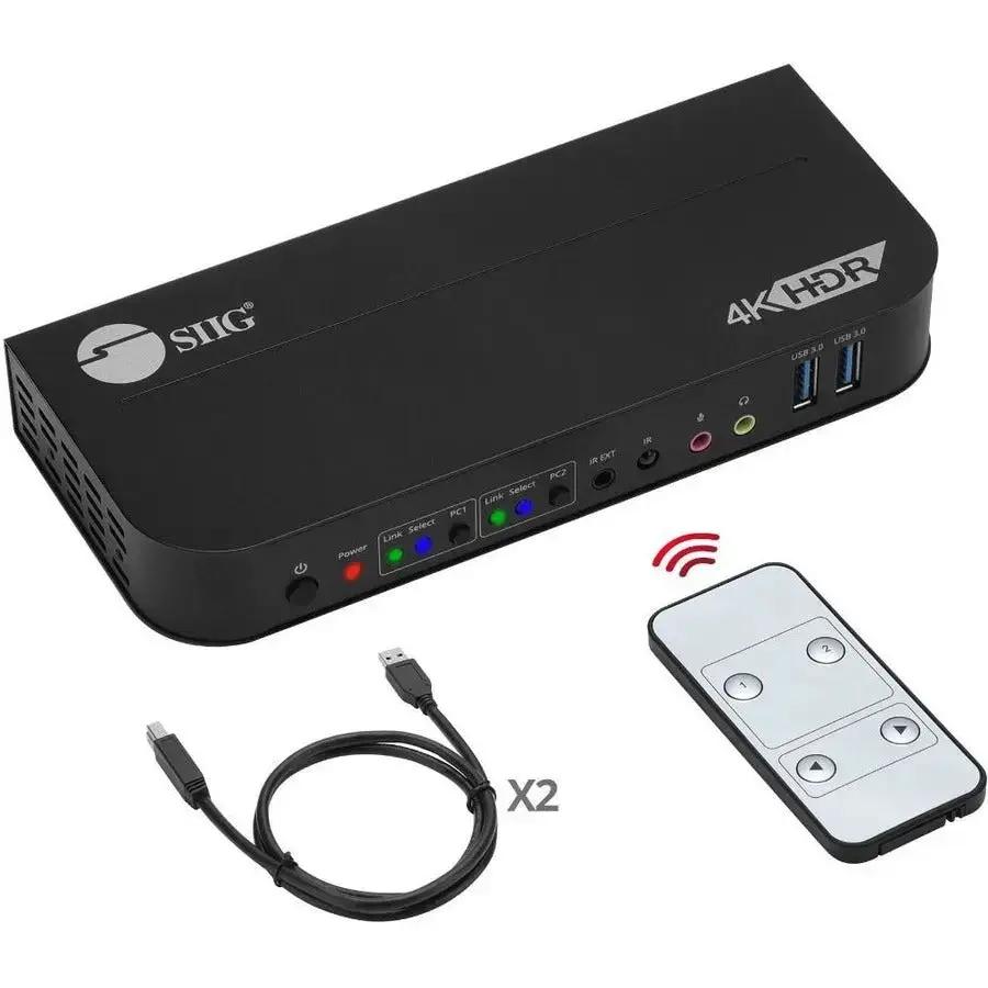 SIIG 2x1 DisplayPort 4K KVM Switch with Remote Control and USB 3.0 Ports by SIIG