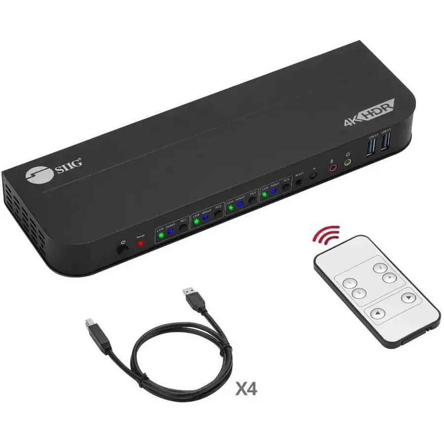 SIIG 4x1 DisplayPort 4K KVM Switch with Remote Control - Control Four Computers with 8K@30Hz or HDMI 4K60Hz Output by SIIG