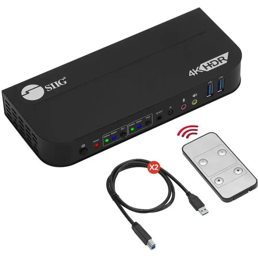 SIIG 2x1 HDMI 4K HDR KVM USB 3.0 Switch with Remote Control (Part Number: CE-KV0E11-S1) by SIIG