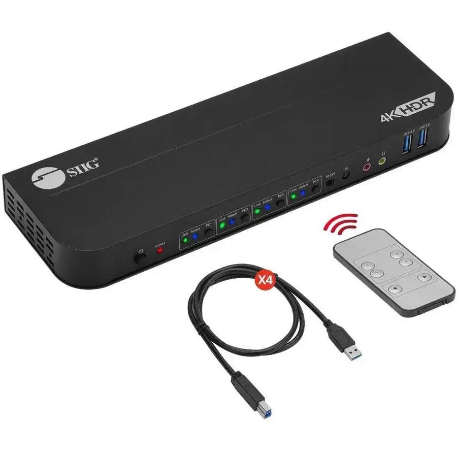 SIIG 4x1 HDMI 4K HDR KVM Switch with USB 3.0 and Remote Control - Model CE-KV0F11-S1 by SIIG