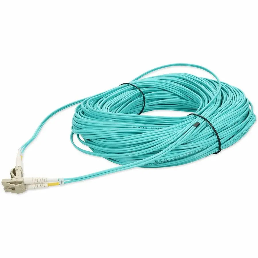 AddOn 110 ft LC to LC Aqua OM4 Duplex Fiber Patch Cable - High-Speed Network Connectivity