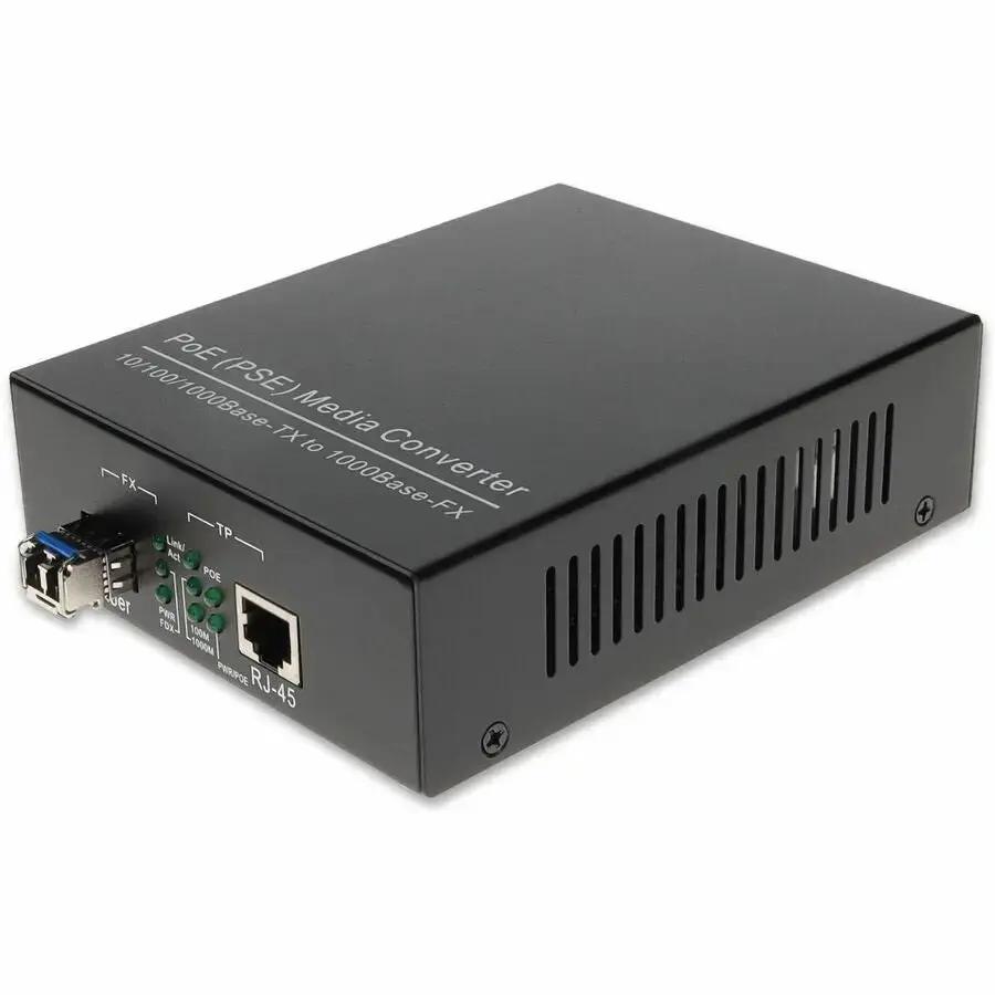 AddOn 1G-TX RJ-45 to LX LC Media Converter – PoE Support, 10/100/1000Base-TX to 1000Base-LX, 10 km Fiber Extension