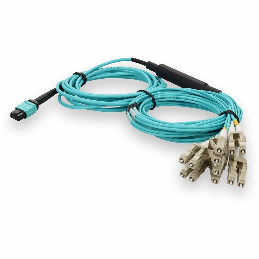 AddOn 3m MPO/UPC to 6xLC/UPC Duplex Aqua OM4 Fiber Optic Fanout Cable