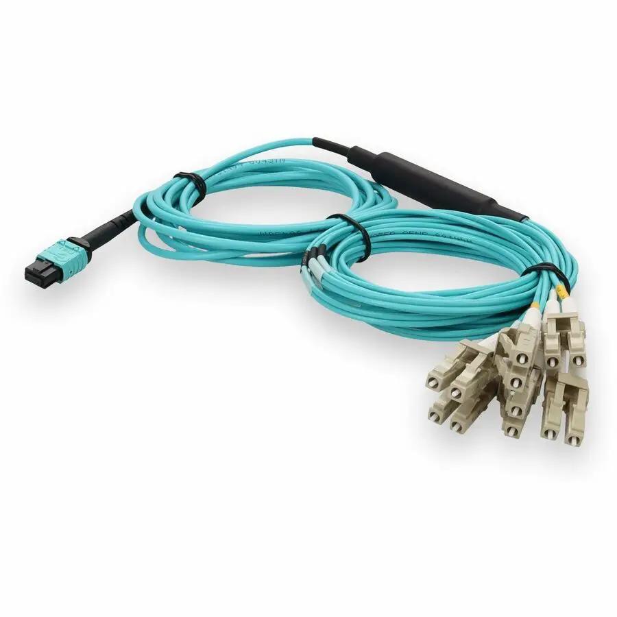 AddOn 3m MPO/UPC to 6xLC/UPC Duplex Aqua OM4 Fiber Optic Fanout Cable by AddOn