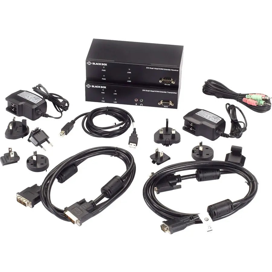 Black Box KVX Series KVM Extender Kit over CATx - DVI-D, USB 2.0, Serial, Audio, Local Video