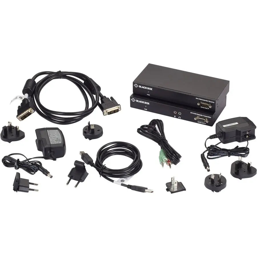 Black Box KVX Series DVI-D KVM Extender Kit with USB 2.0, Serial, and Audio Support