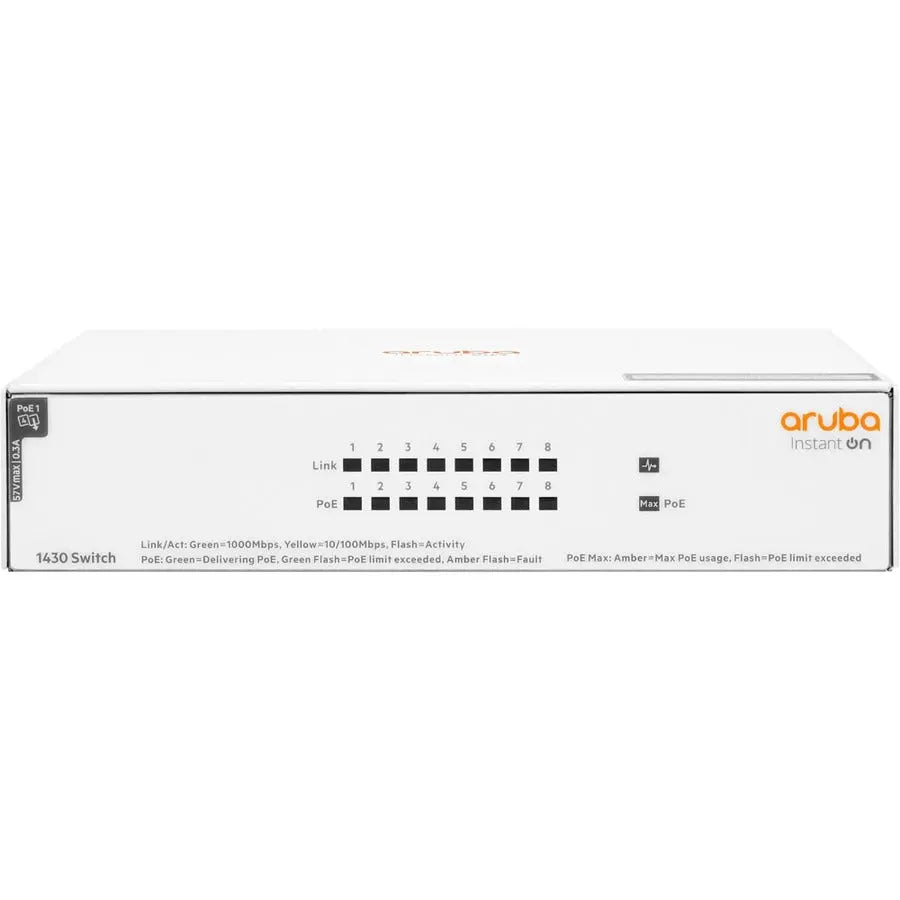 HPE Hewlett Packard Enterprise R8R46A Instant On 1430 8G Class 4 PoE Ethernet Switch
