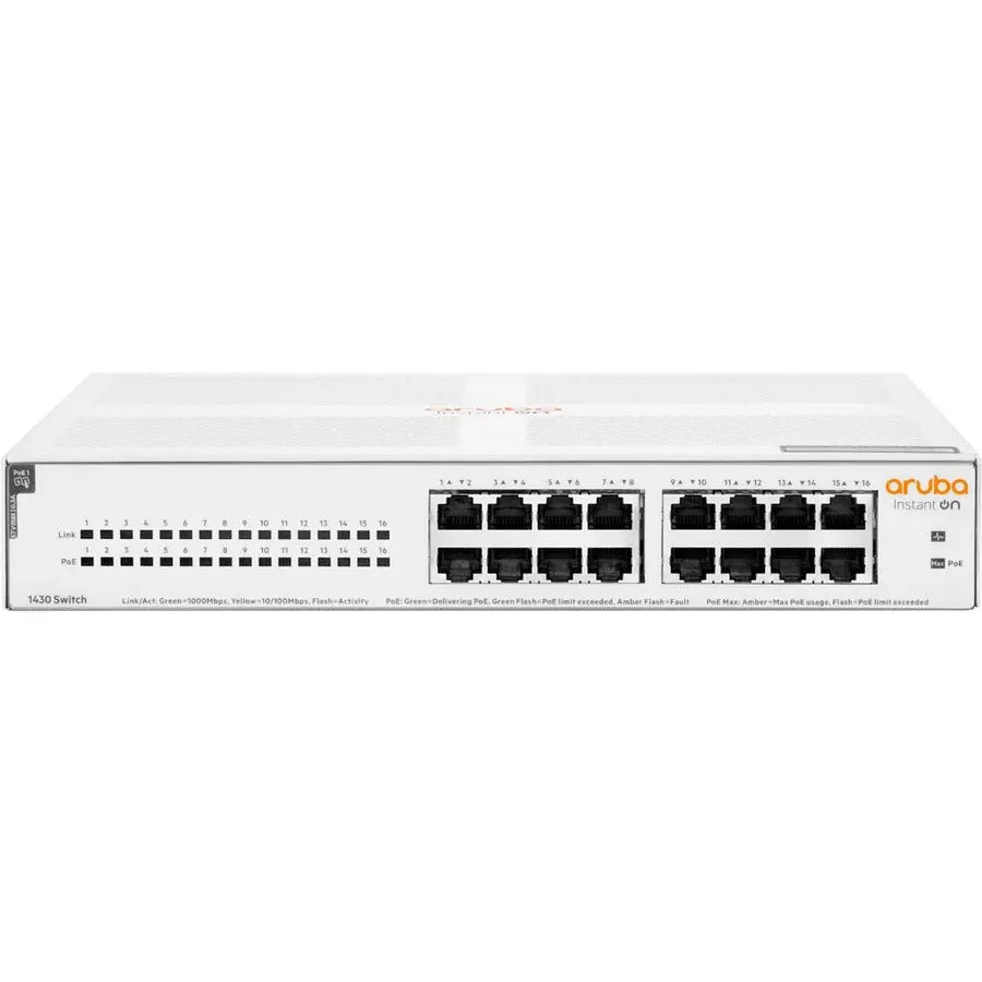 HPE Aruba Instant On 1430 16G Class 4 PoE Network Switch - 16 Ports with 124W Power Budget