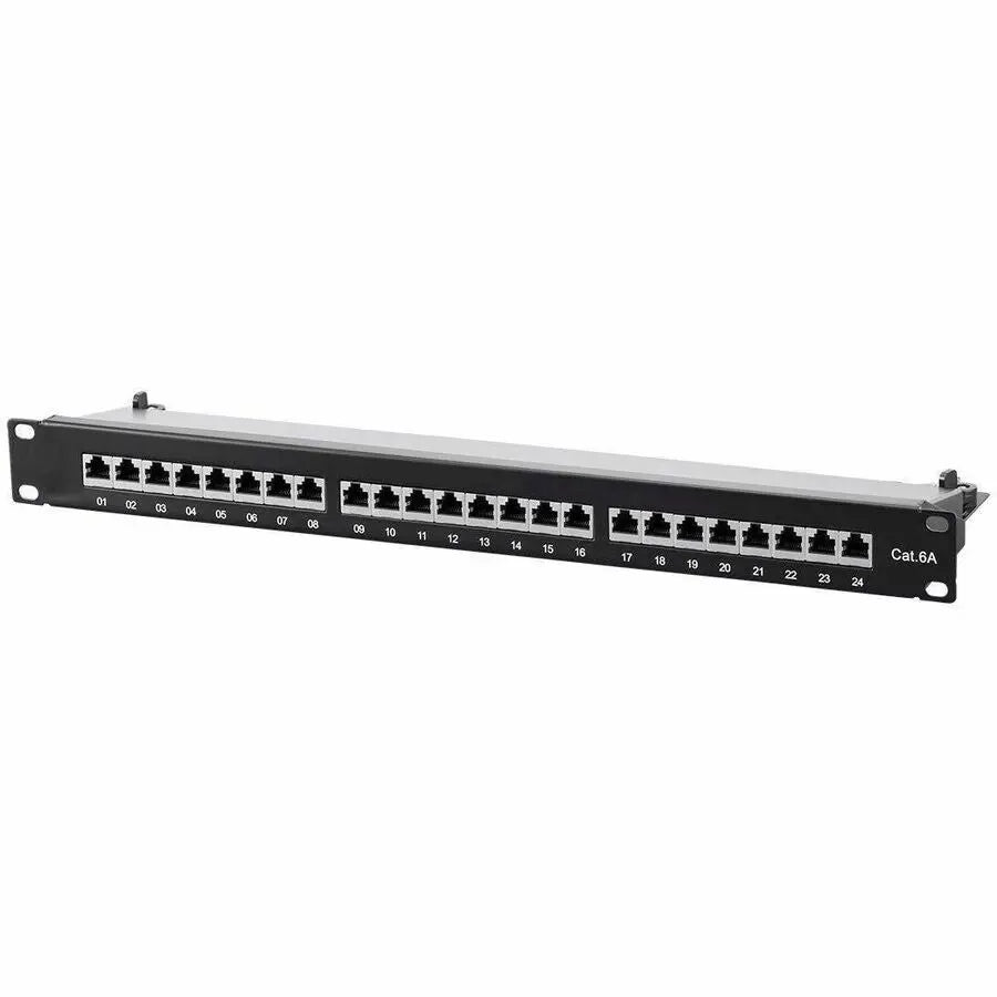 Monoprice Entegrade Series Cat6A 24-Port Shielded 1U Rack-Mount Patch Panel - Model 39752