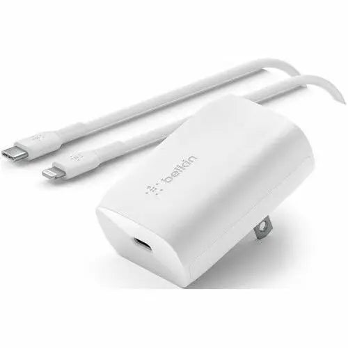 Belkin BoostCharge 30W USB-C PD 3.0 PPS Wall Charger with Lightning Cable - White