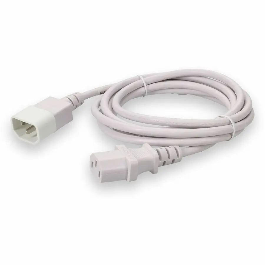 AddOn 8ft IEC C14 to IEC C13 Power Cable - White, 10A, 120V, 18AWG