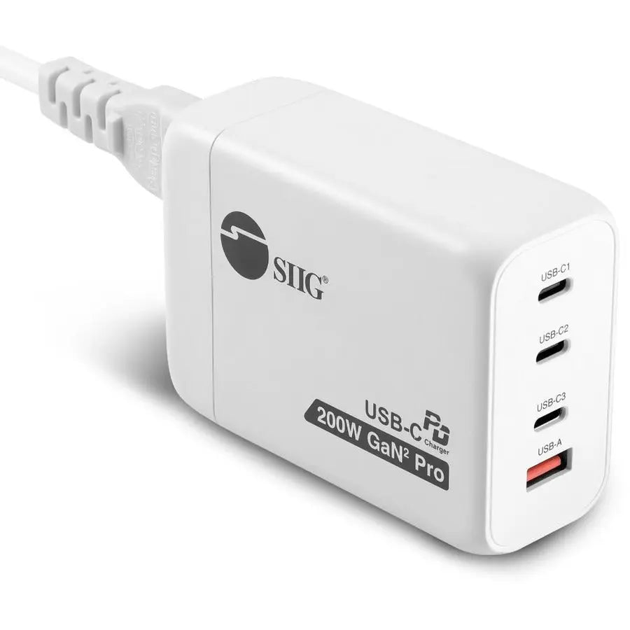 SIIG 200W GaN PD Combo Charger - 3C1A | High-Power USB-C & USB-A Fast Charging Station