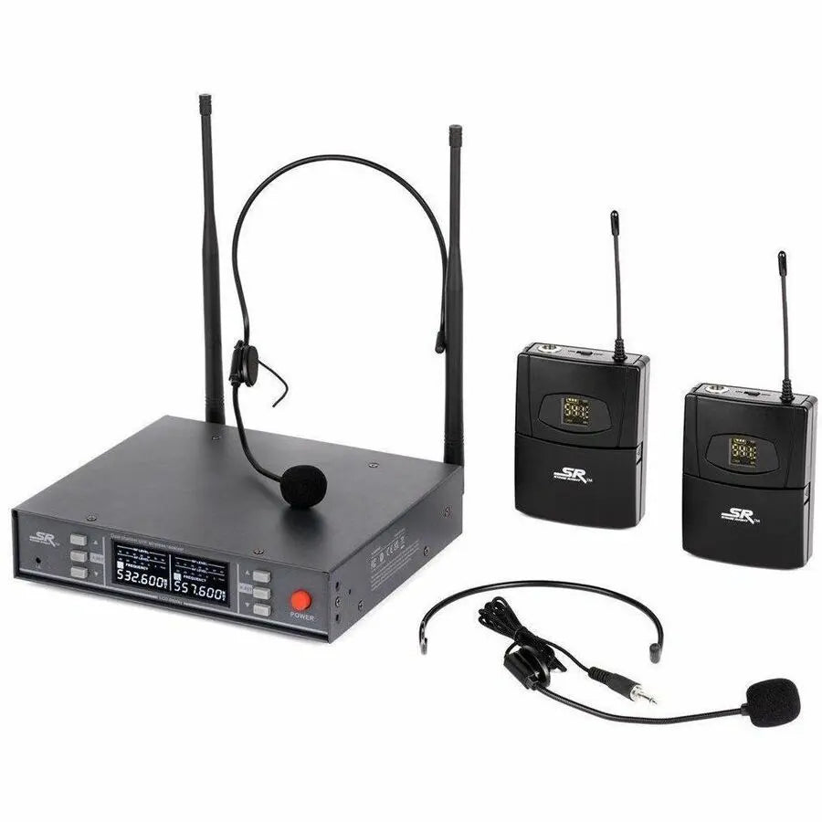 Monoprice Stage Right 200-Channel UHF Dual Wireless Headset Microphones System